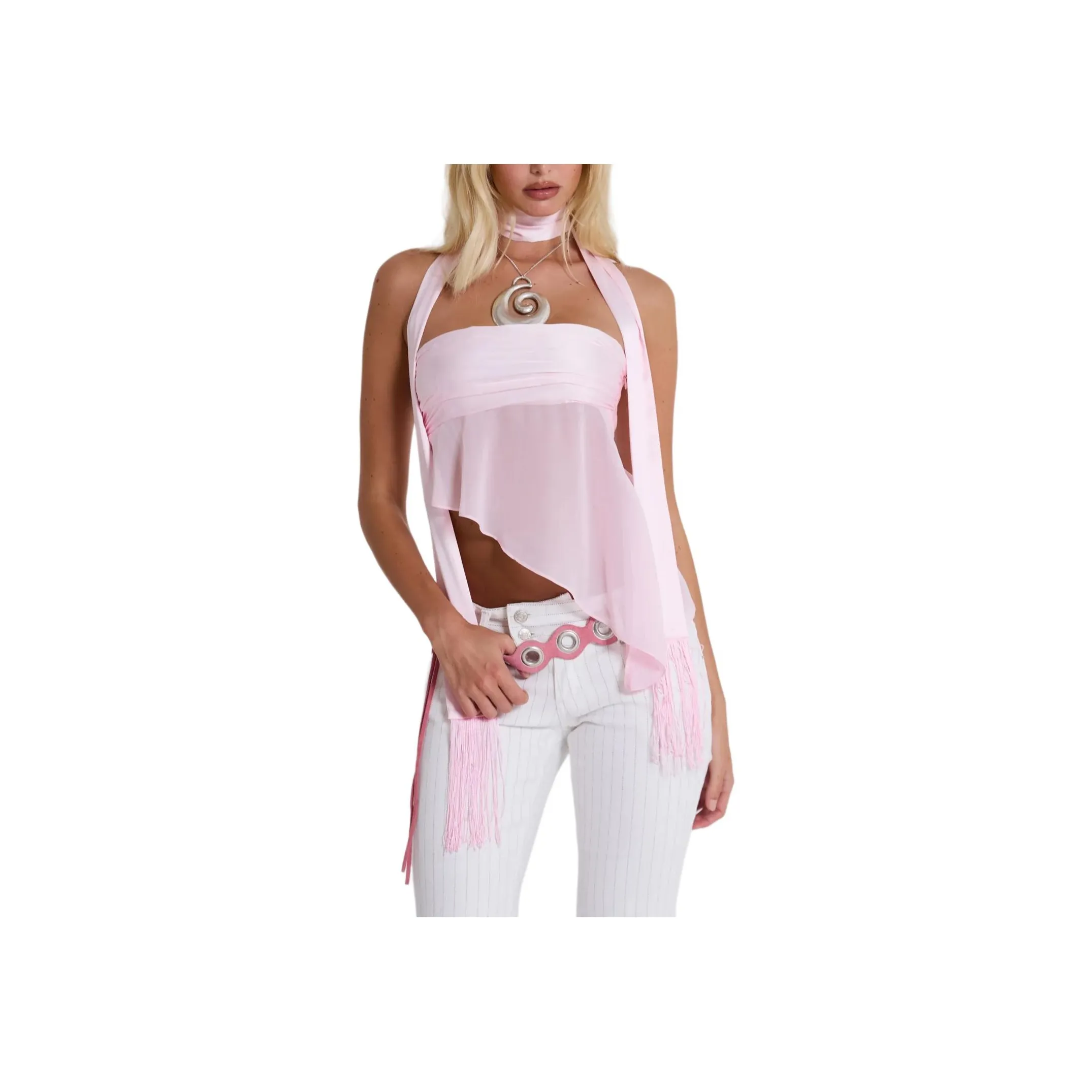 Jaded London Regina Corset Top With Scarf Casual Suit Women's PINK/Pink