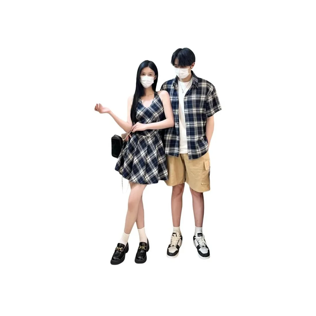 QYPRF Одежда для пары Женское платье + Мужская рубашка Женские парные комплекты