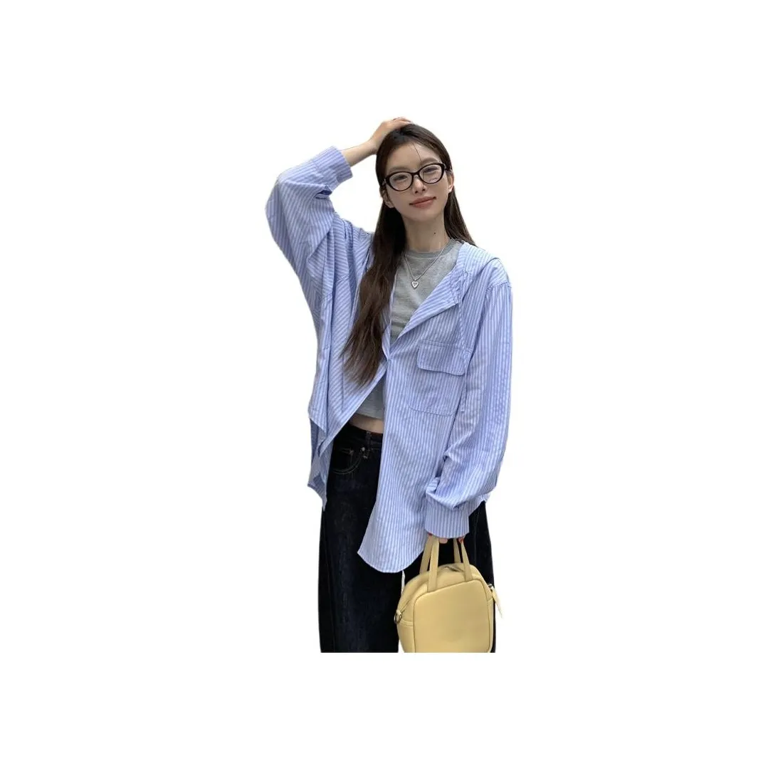 PLANE DRIFT Shirt Women's Blue Striped Shirt