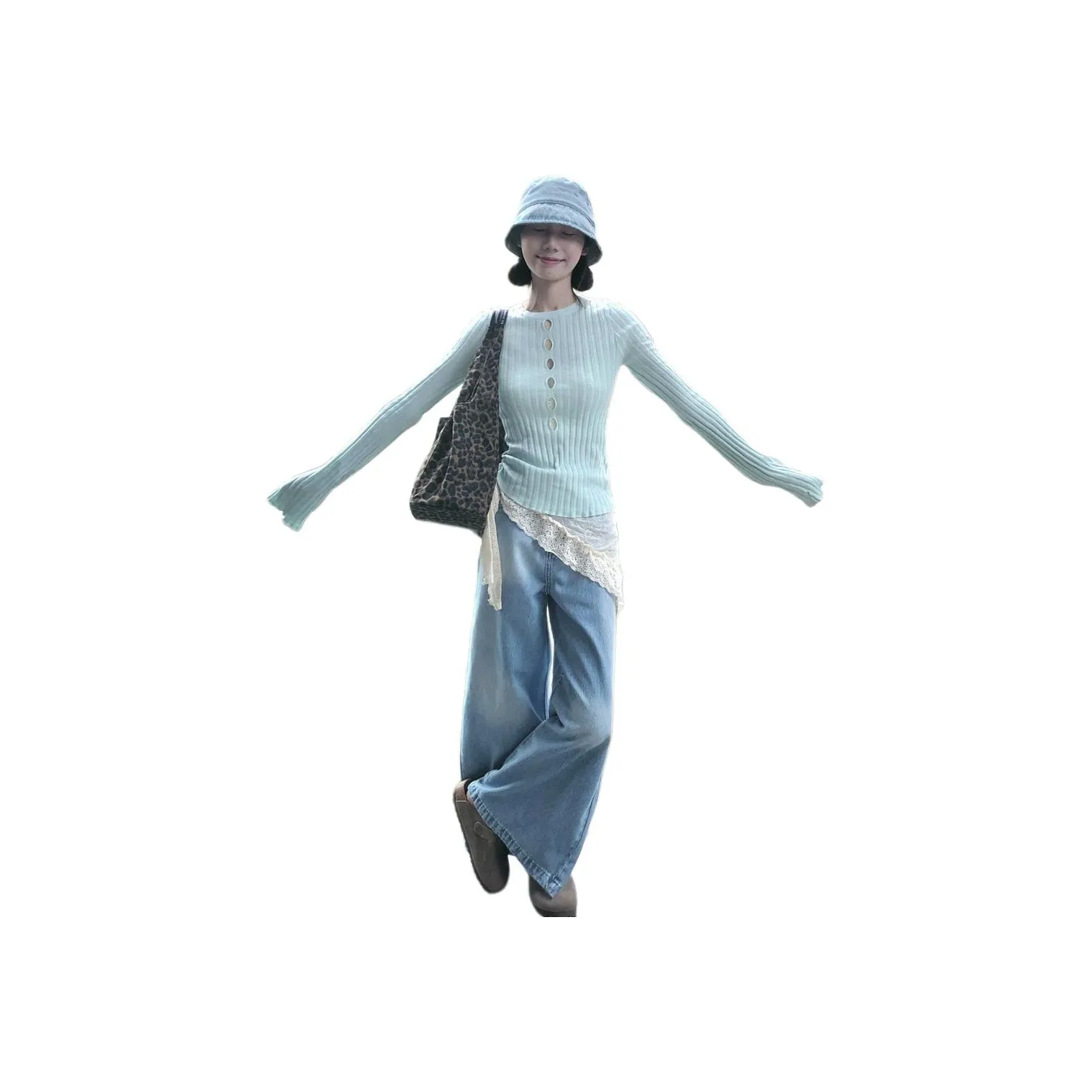 Wick buen Бирюзовый Женский Трикотаж