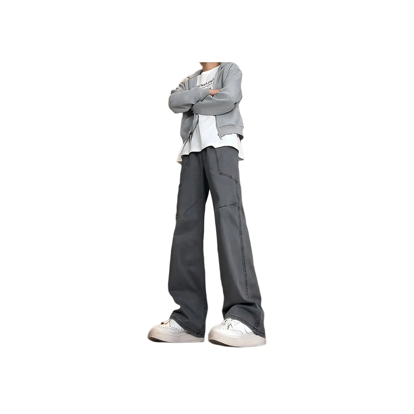 Menglaini Casual Pants Unisex Gray