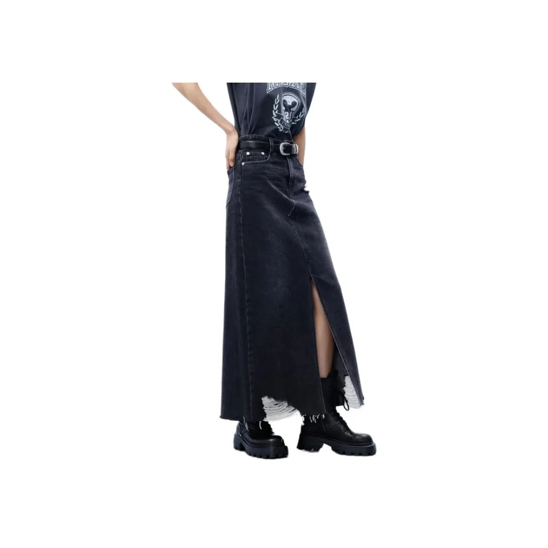 MO&CO Черные Женские Джинсовые Длинные Юбки