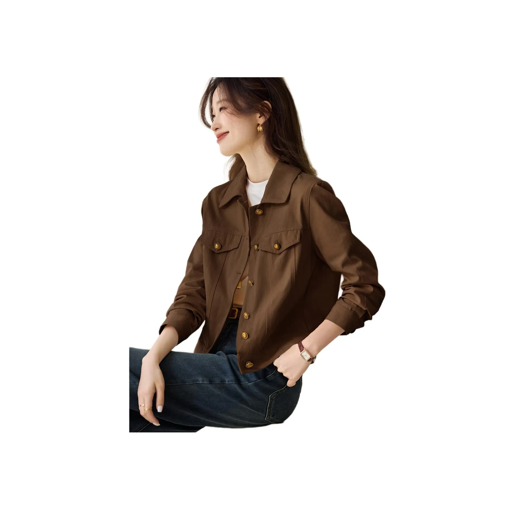 Mo Han Yi Mei Тик Коричневый Женские Куртки