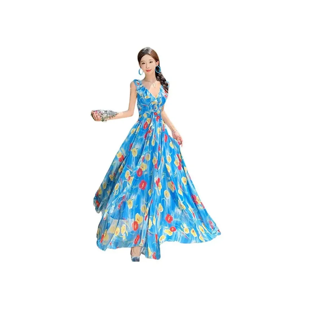 ZVJH Синий Женские Слип-платья