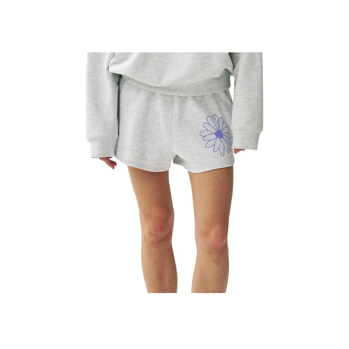 MARDI MERCREDI SS25 Мини Sweat Shorts Цветочный дизайн_Вереск Фиолетовый Повседневные шорты Корейский стиль Женские Вереск Фиолетовый