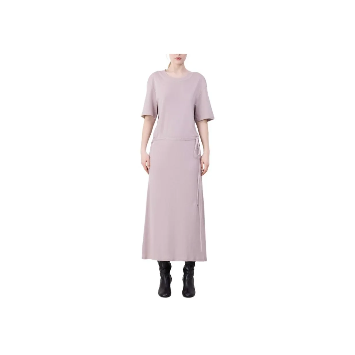 Lemaire Belted Rib T Shirt Dress 'Violet Ice'