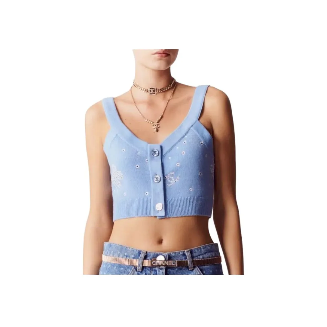 CHANEL Tank Tops Women's Light Blue