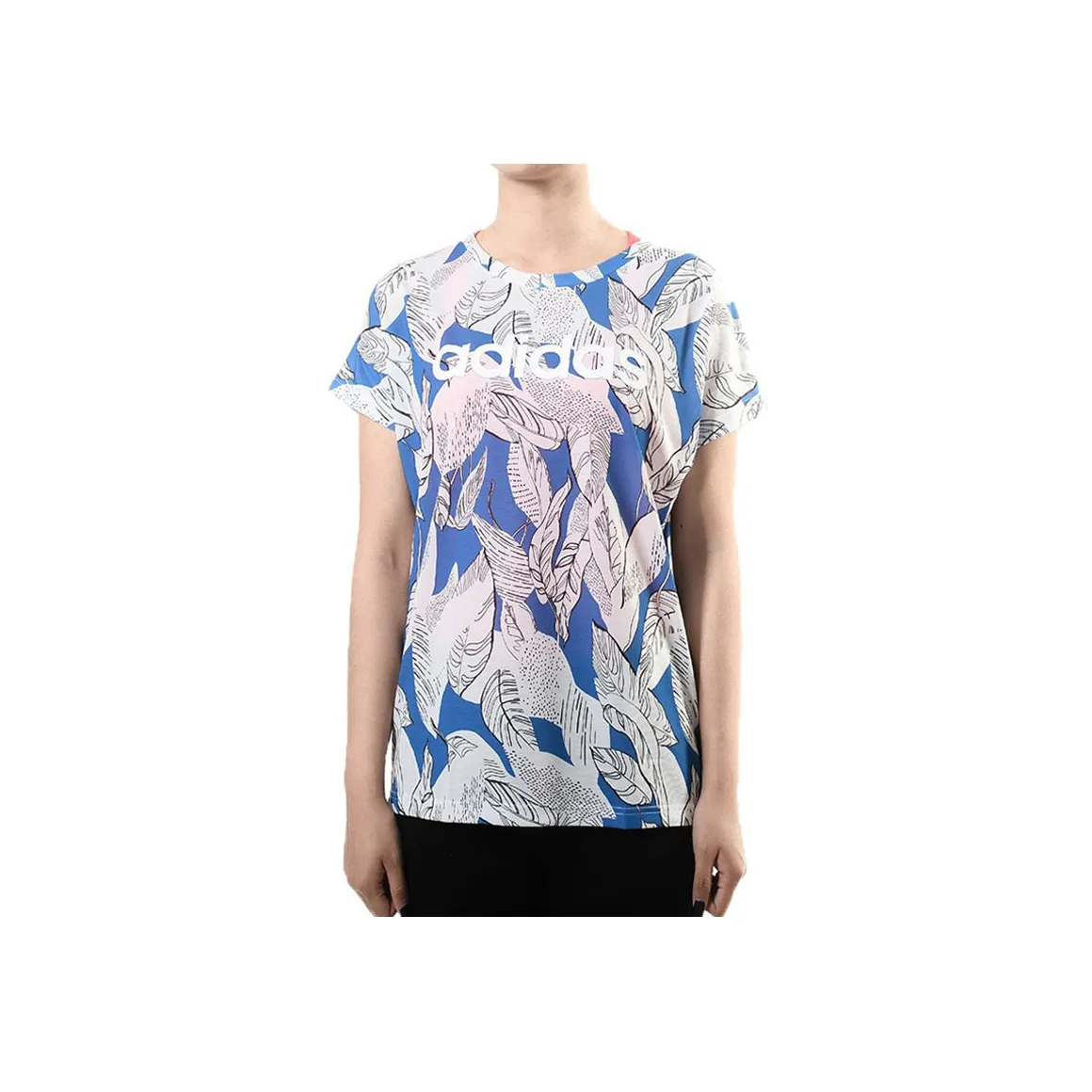 Adidas T-Shirt Женская Многоцветная Синяя Белая