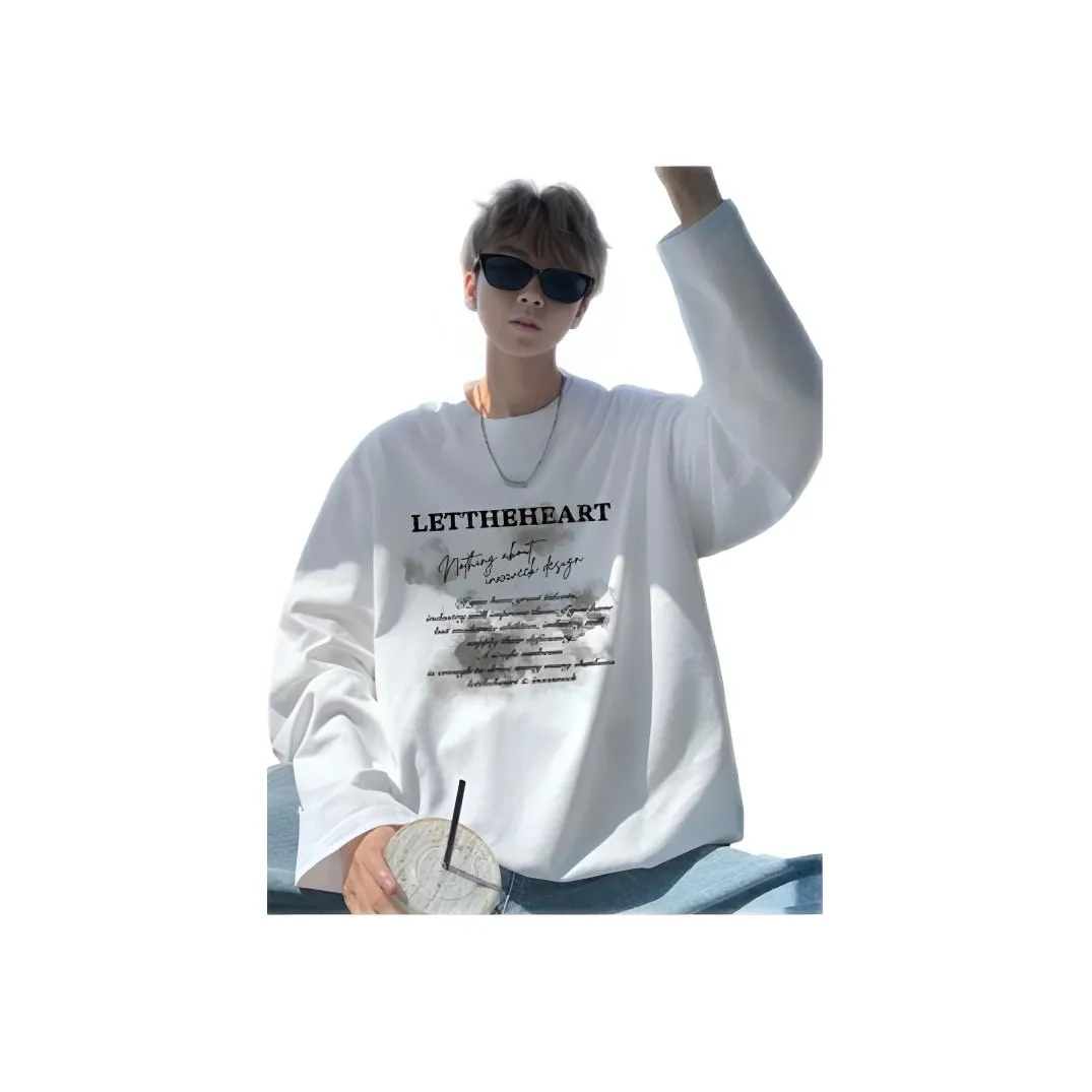 NRXX Мужская одежда Casual Sports Осенний с принтом длинный рукав американский 100% хлопок футболка свободный крой большой размер комплект мужской