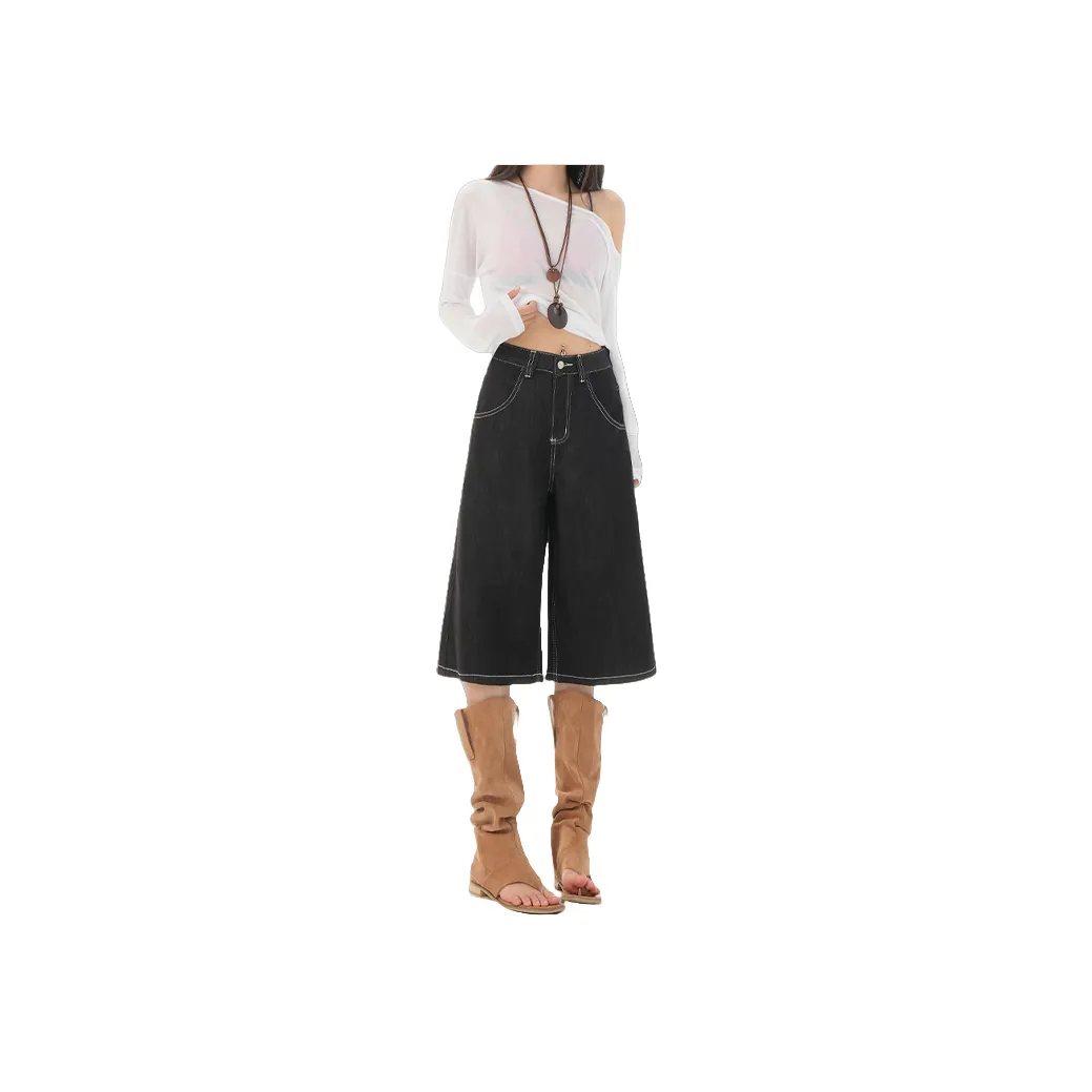 FOREVER 21 Джинсовые шорты Женские Черный Золотой