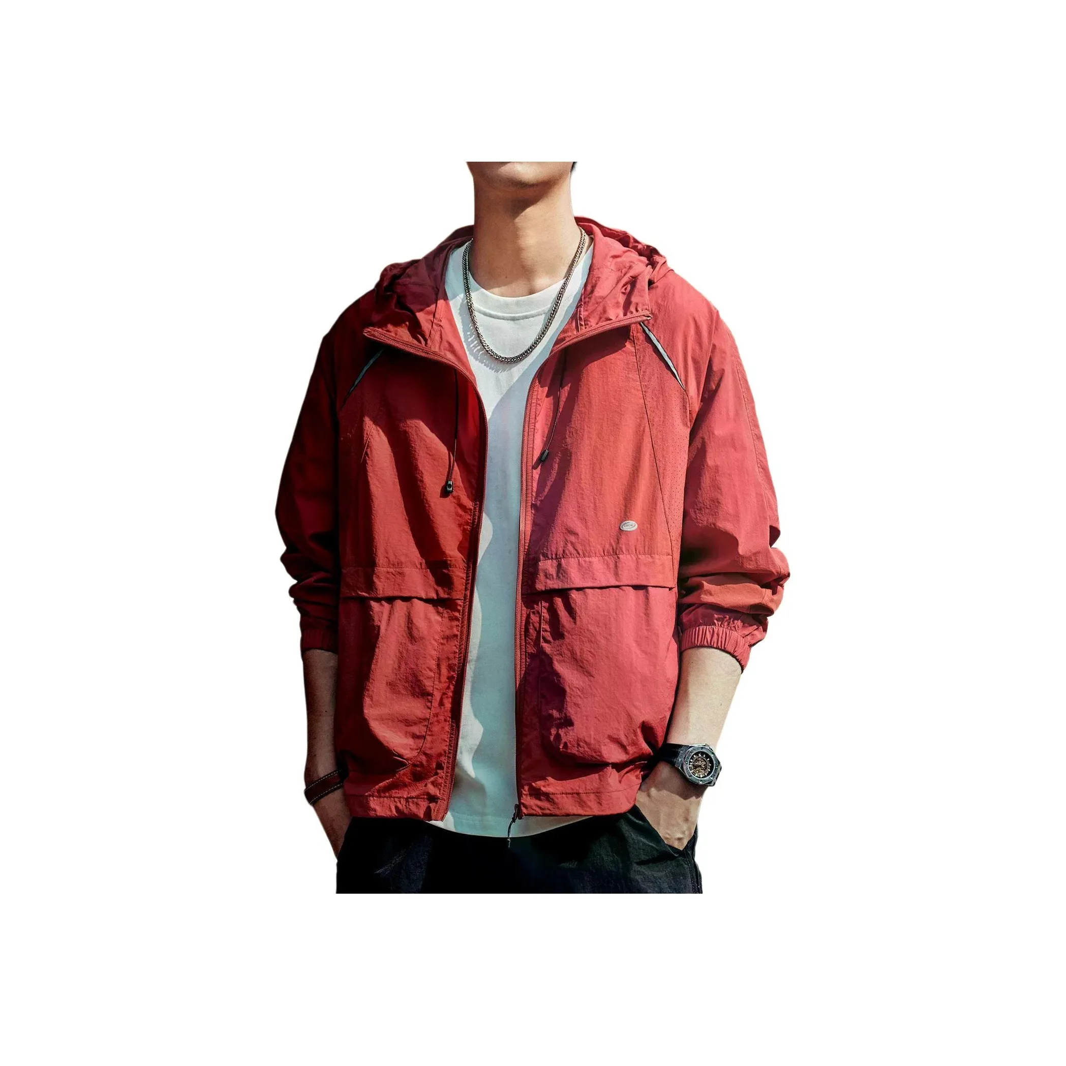 GELANLU Весенний и Осенний тренчкот с капюшоном унисекс