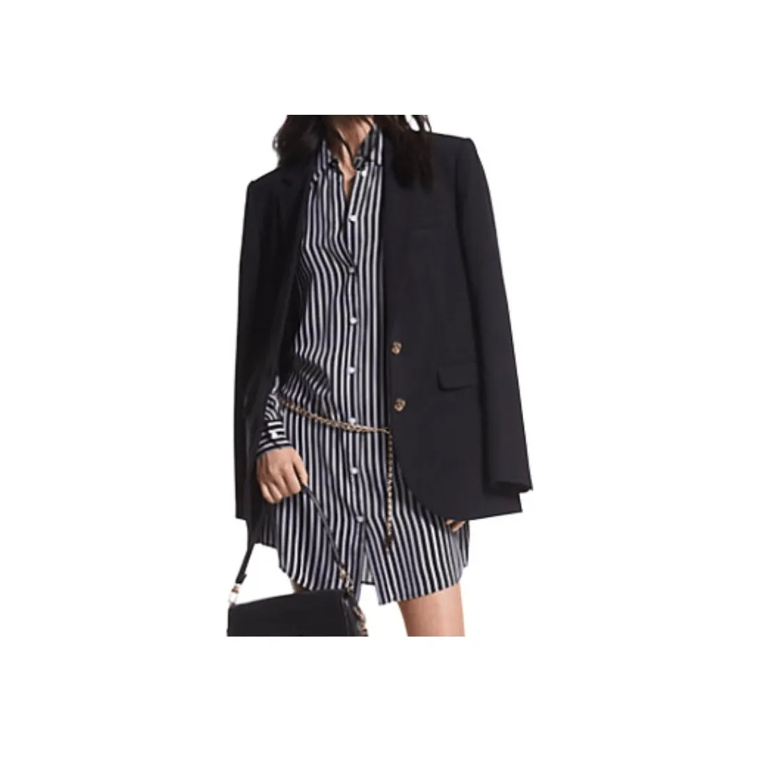 MICHAEL KORS Crepe Boyfriend Blazer Business Suit Women's Black