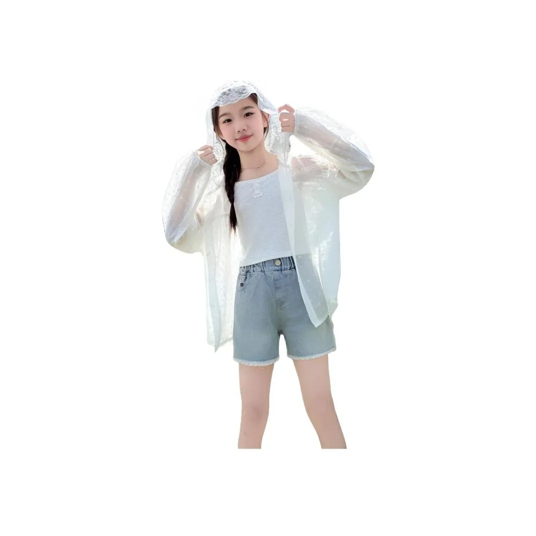 TONYBEAR Одежда с защитой от солнца 2025 Летний Детский Охлаждающий Кружево Милый и Симпатичный Пальто