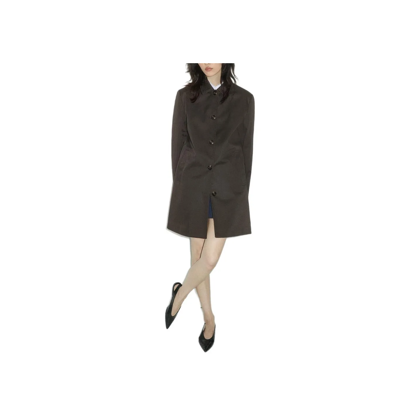 H M Коричневое Женское Пальто