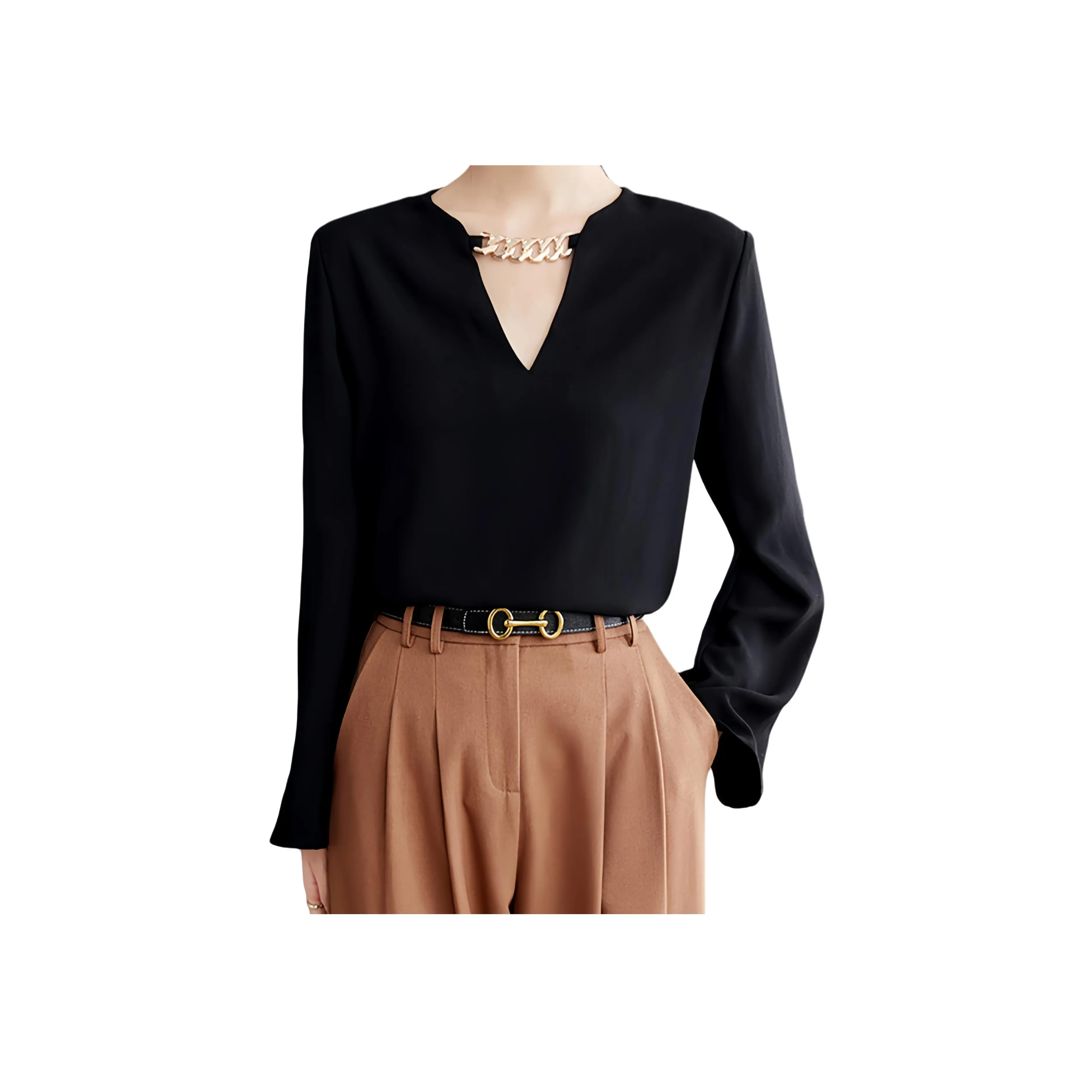 LANMOU 2673 Черные Женские Рубашки