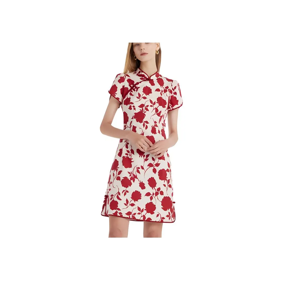 GOELIA Cheongsam Women's Red Rose Print