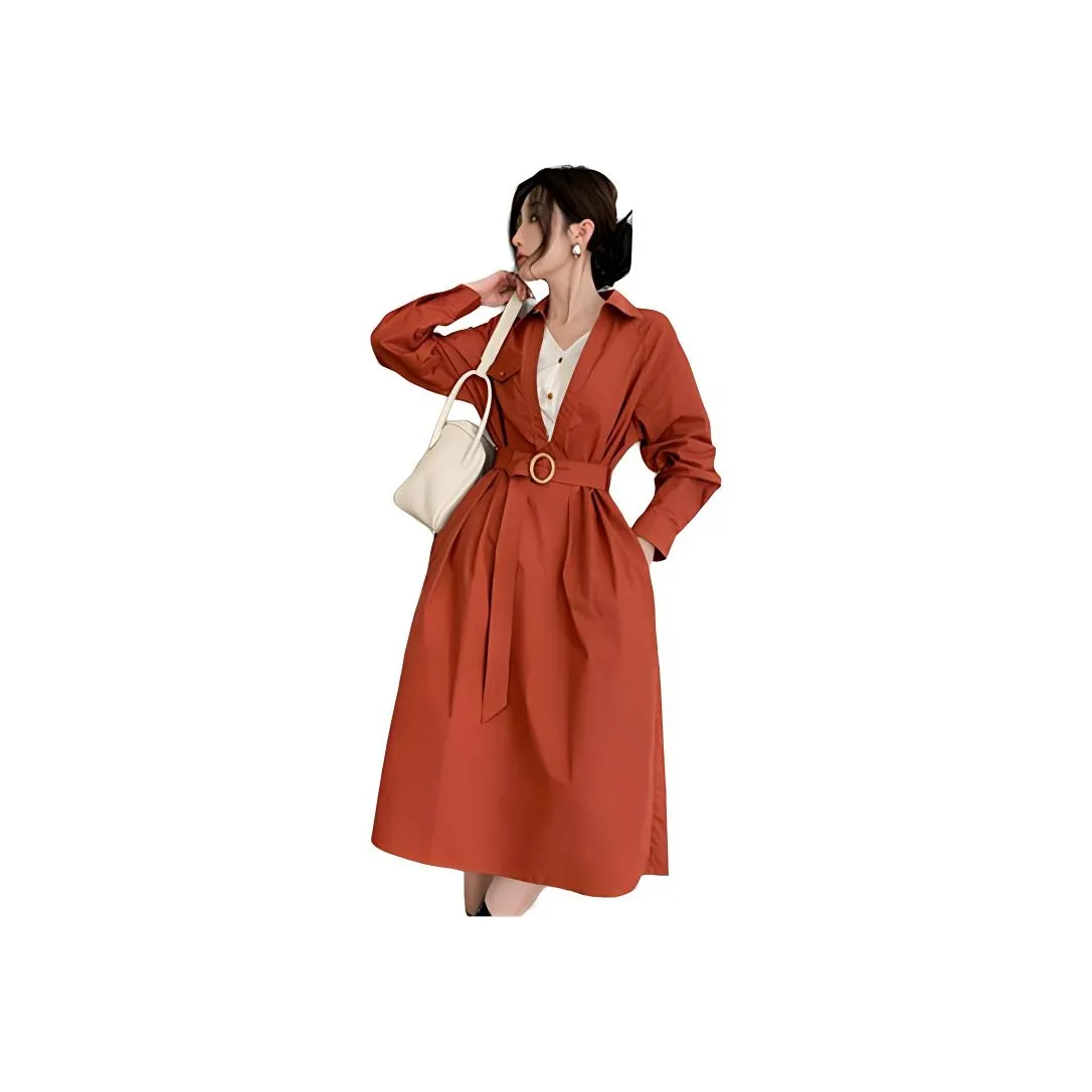 NANING9 Длинное платье с длинными рукавами женское