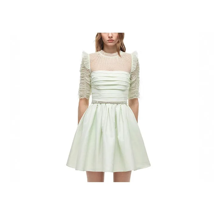 Self portrait Short Sleeved Dresses Women's Light Green