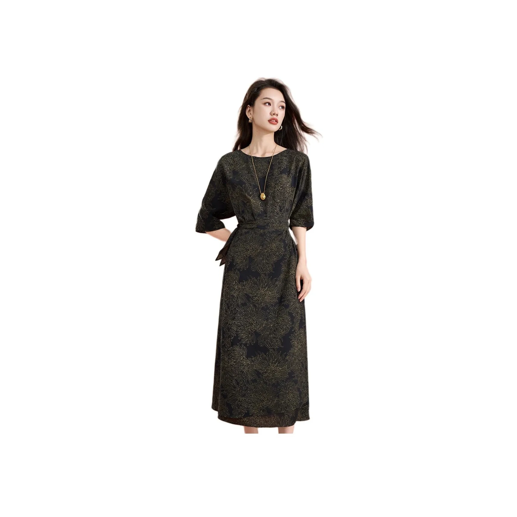 Mylan Short Sleeved Dress Women's Black Gold