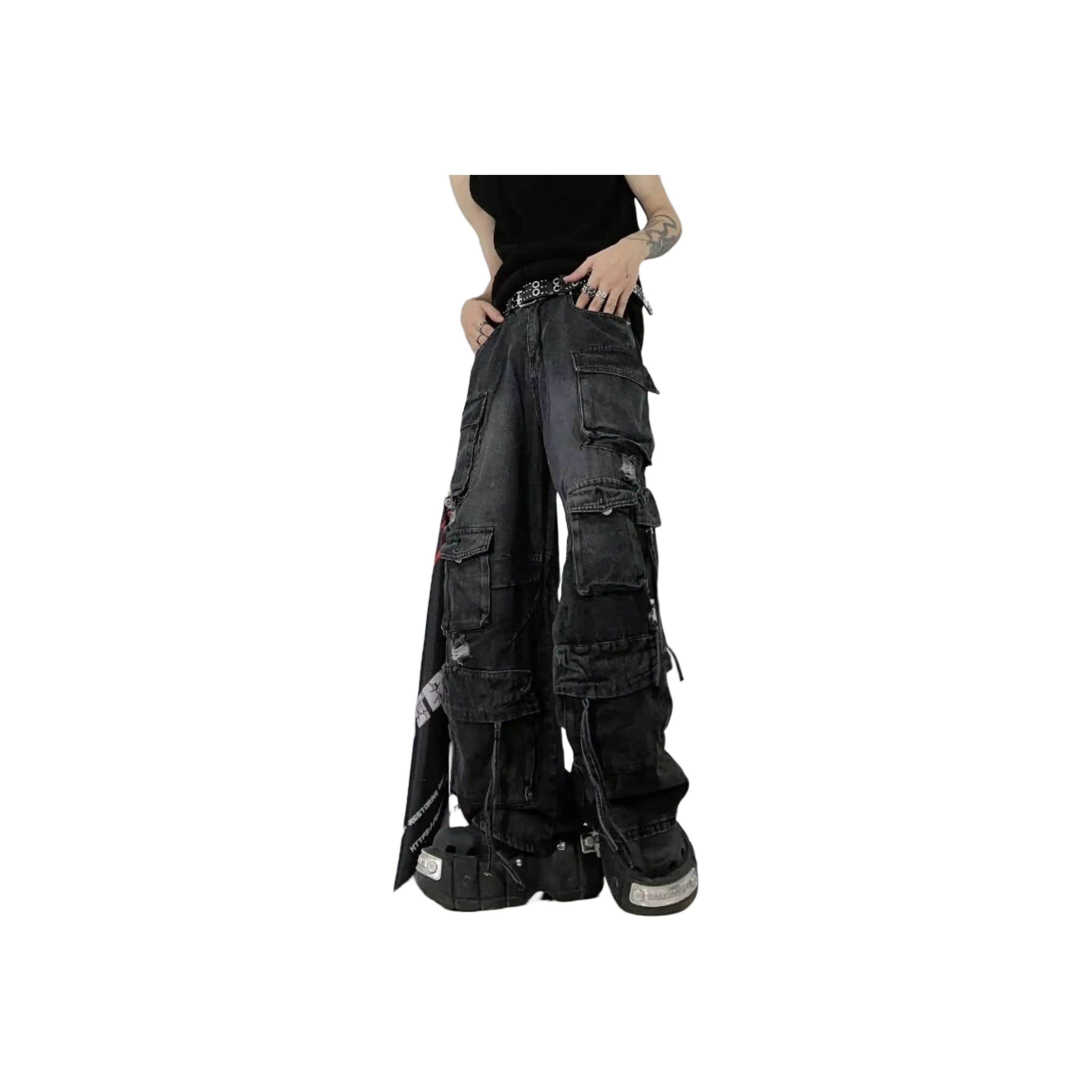 ZONEiD Черные унисекс брюки карго