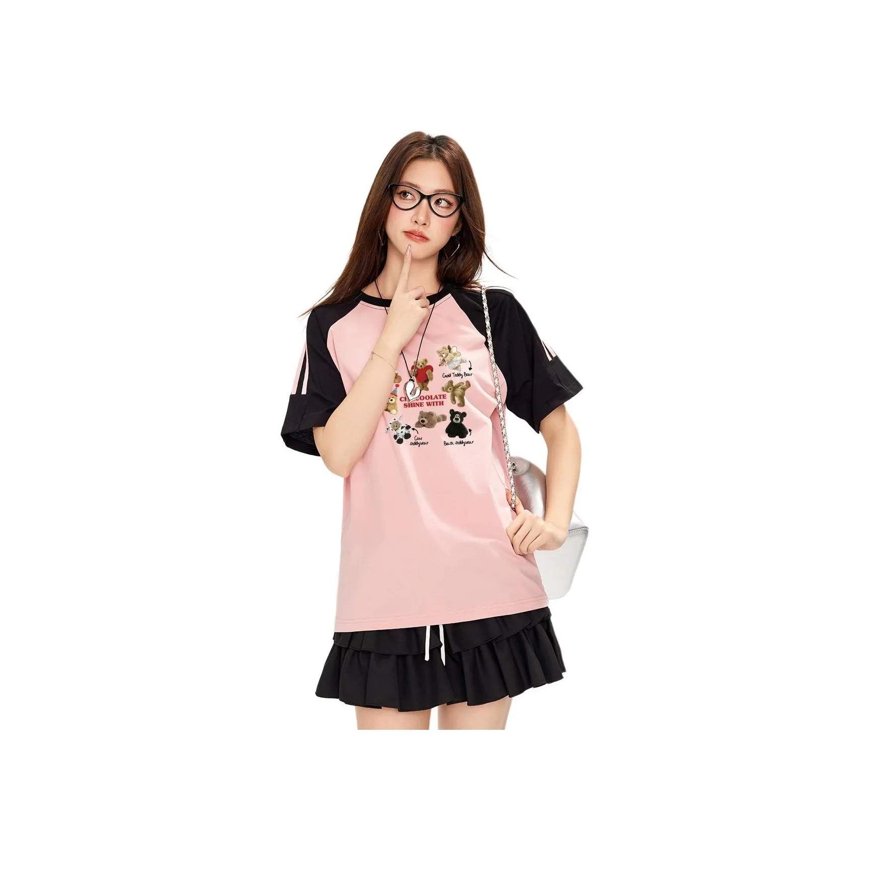CHOCOOLATE T Рубашка Женская Черная Розовая