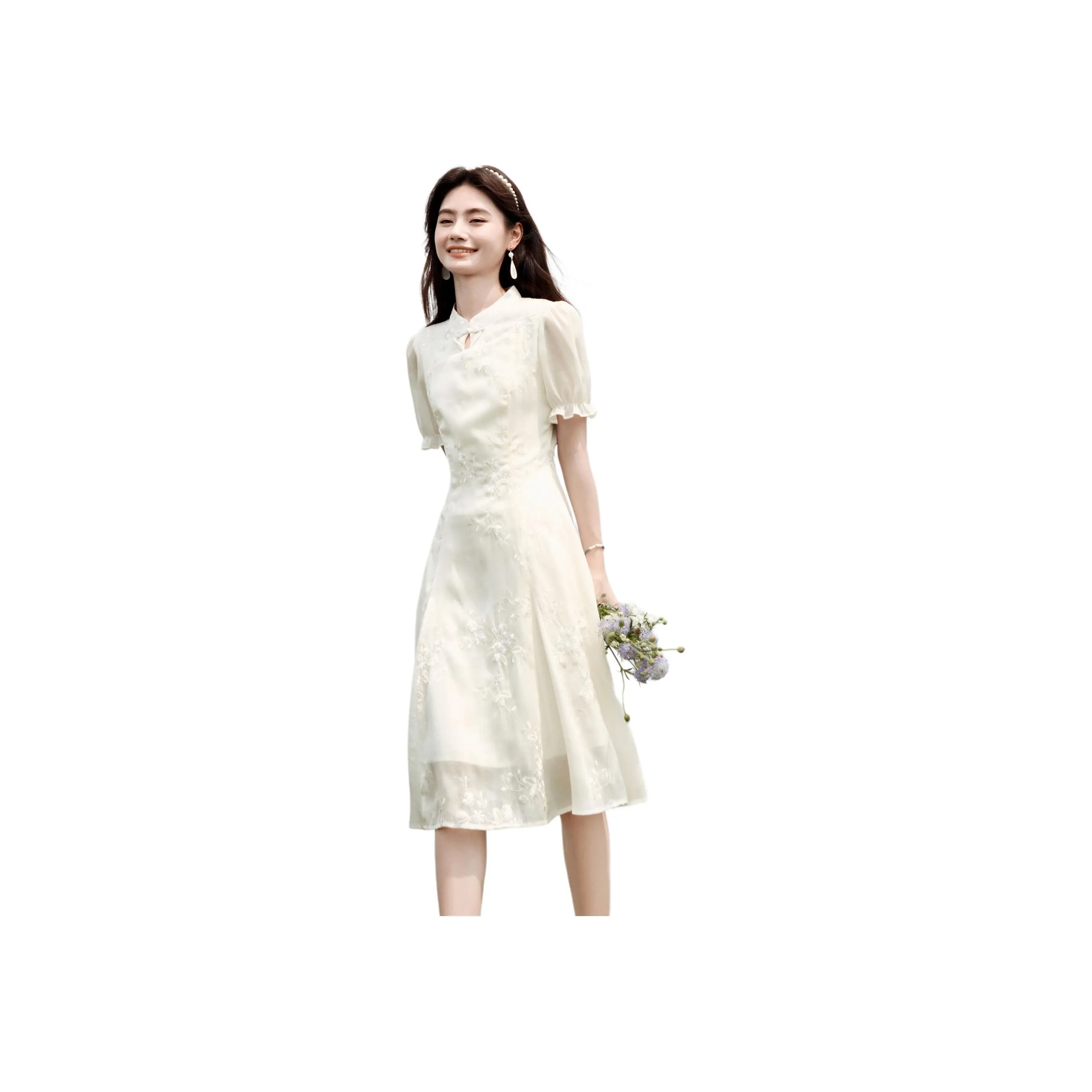 A paradise for awakening Short Sleeved Dresses Women's Beige