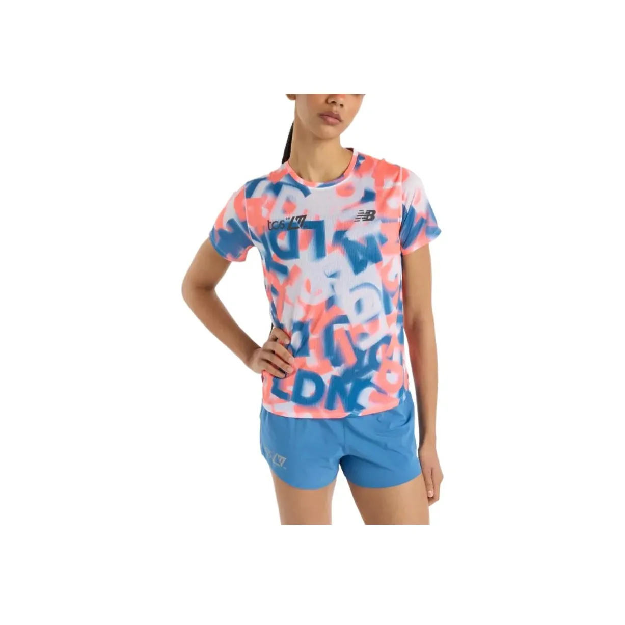 New Balance London Edition Стандартная T-рубашка Женская Оранжевая Синяя Многоцветная