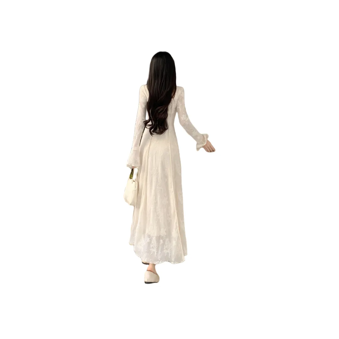 Icicofficial Long Sleeved Dress Women's Beige Apricot