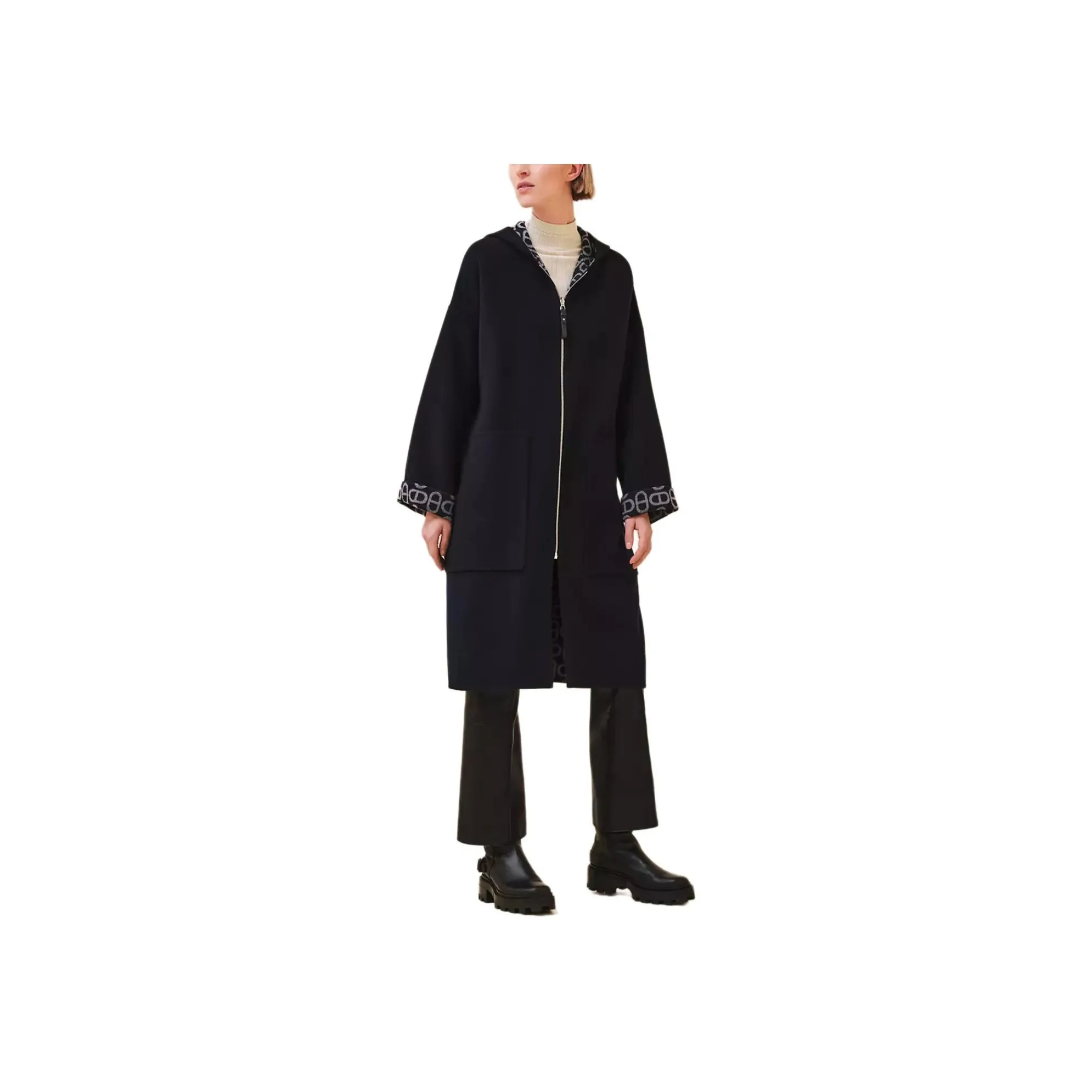 HERMES Coats Women's Marine Blue