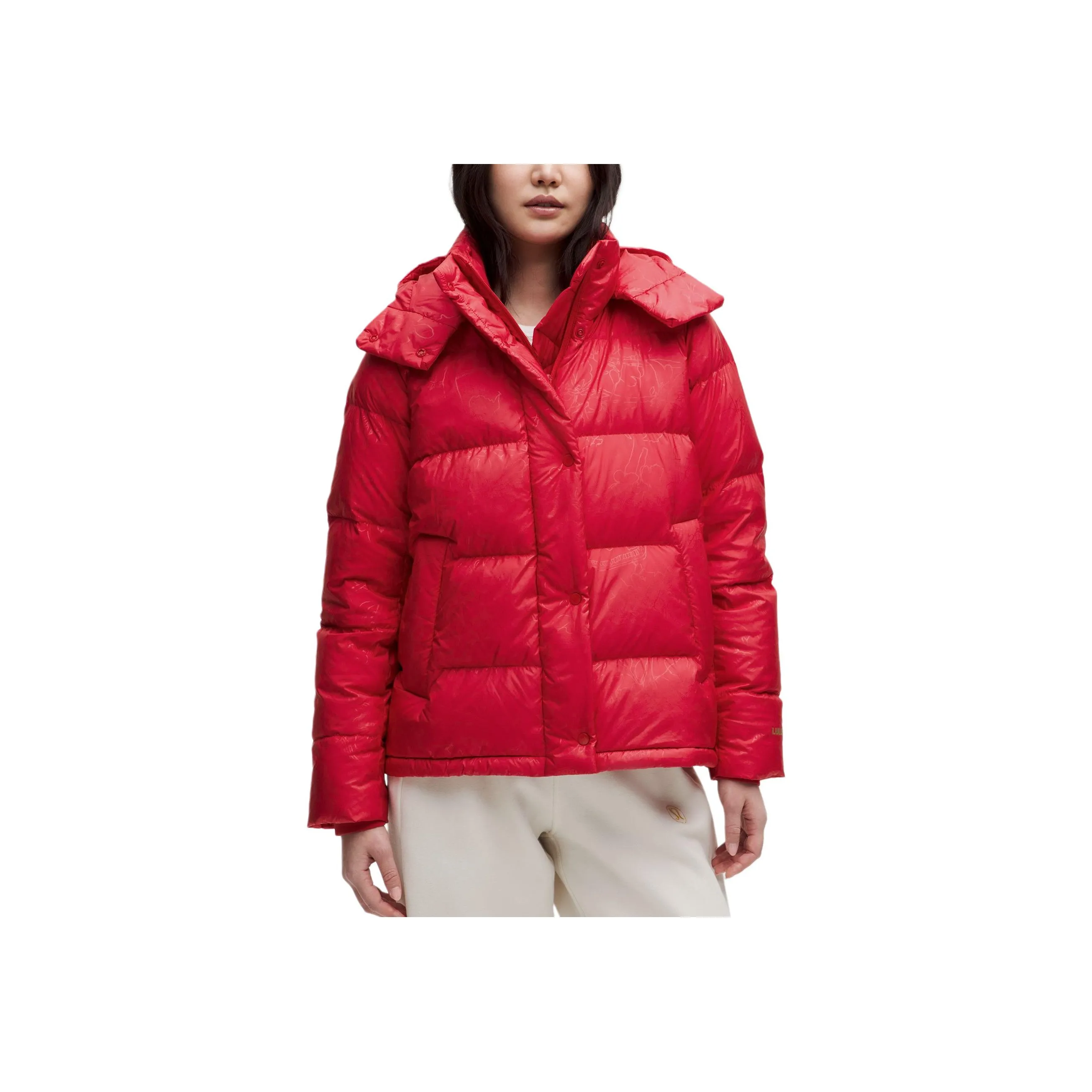 Lululemon Wunder Puff Series Down Jacket Women's Snake Year Relief Red