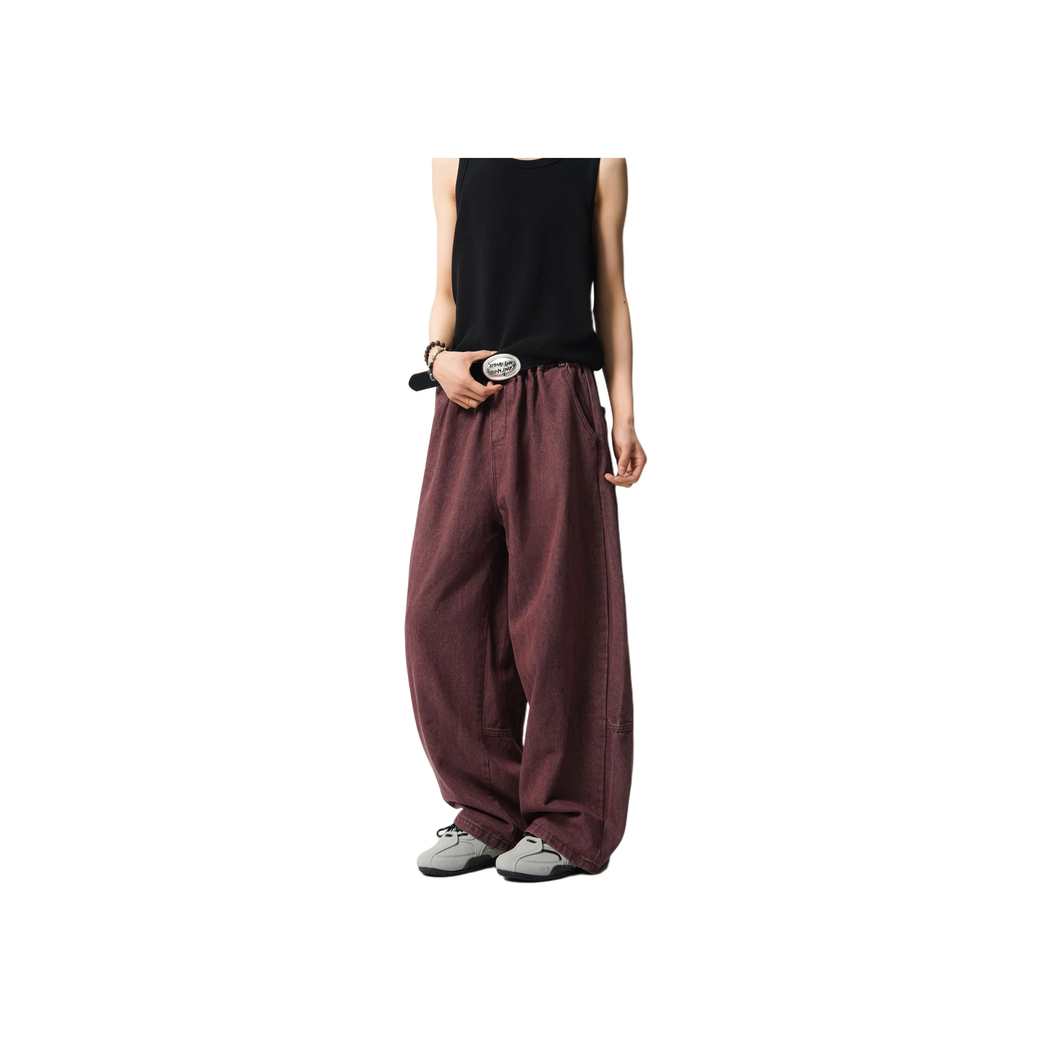 KEIRANDUN Джинсы Унисекс Бордовый