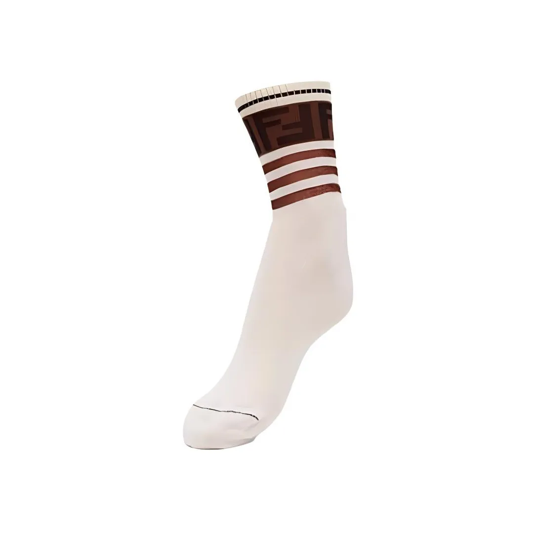 FENDI SS23 Mid Calf Socks Women's 1 Pack White