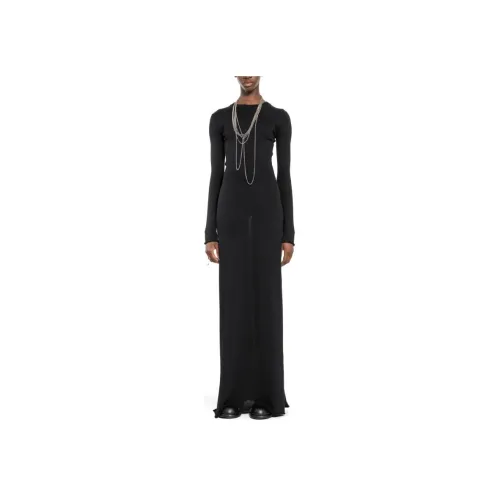 Ann Demeulemeester Черное Женское Длинное Платье с Рукавами