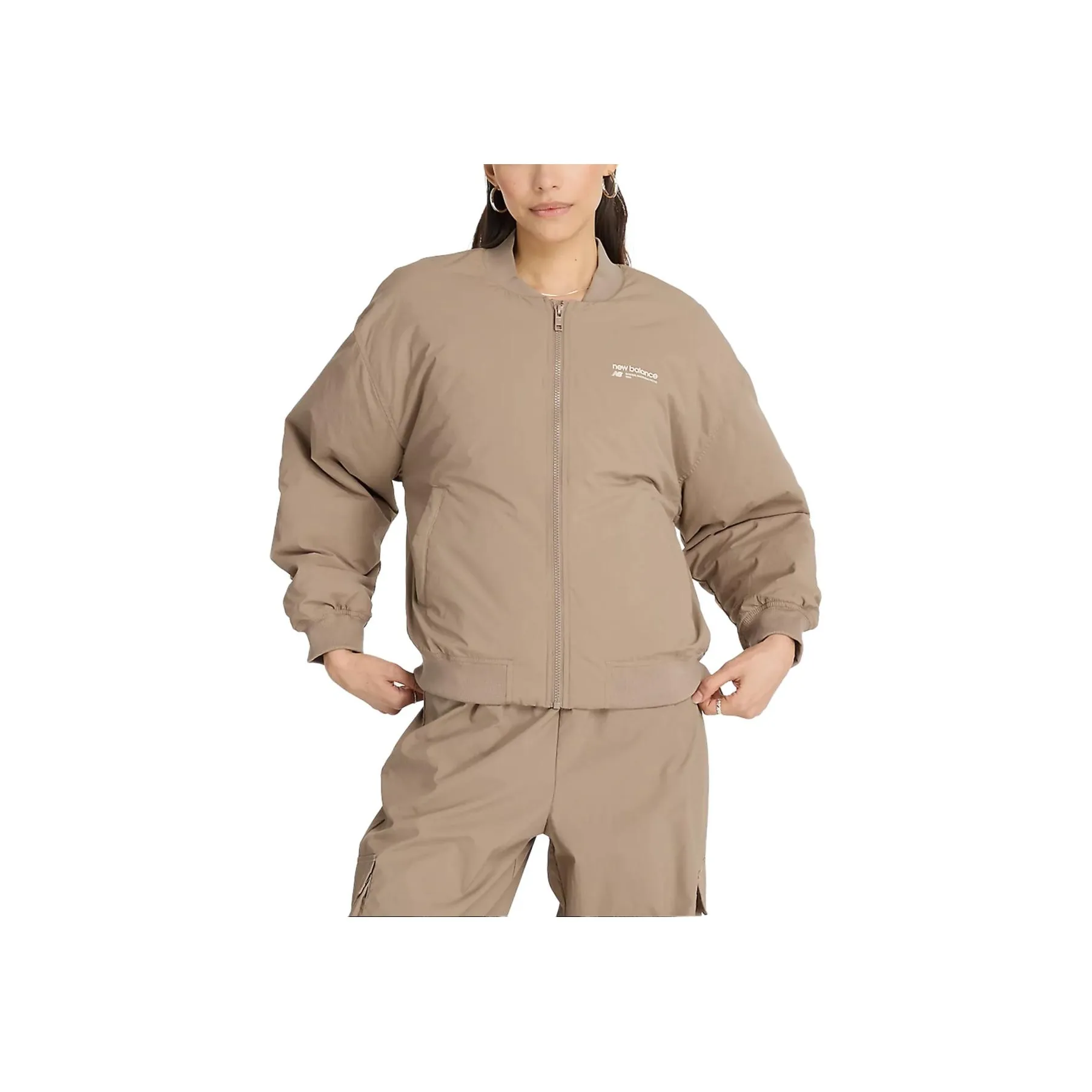 New Balance LINEAR HERITAGE Woven Bomber Jacket Women's Dark Khaki
