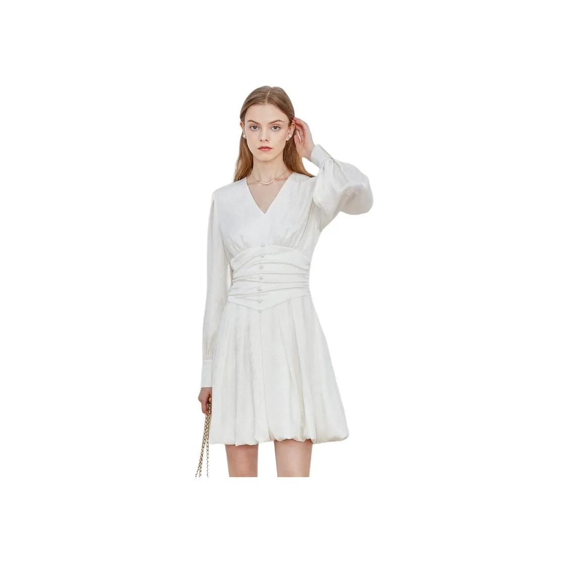 Caroline Длинный рукав Платье Женское Белое