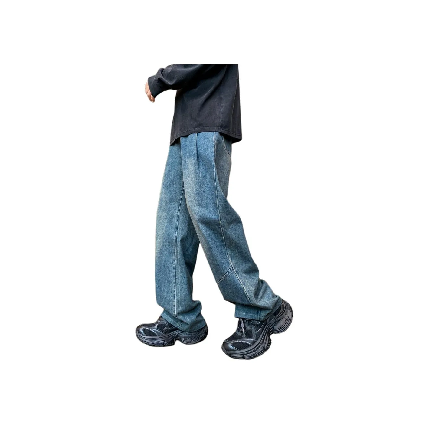 NEAR HERE Jeans Unisex Navy Blue