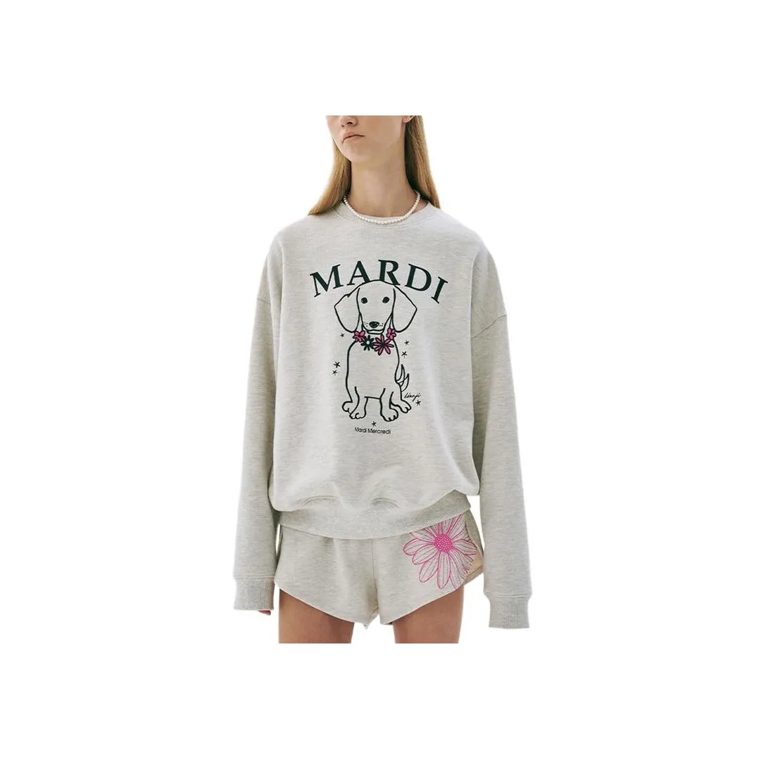 MARDI MERCREDI SS25 SWEATSHIRTSWINGTHETAILDDANJIFLOWERNECKLACE_OATMEALPINK Sweatshirt Korean Style Women's Oats Powder