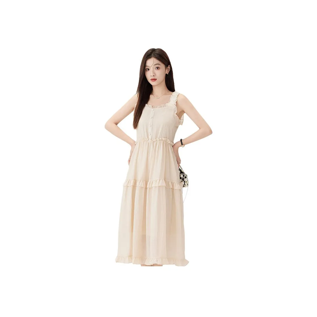 HUASJ Slip Dress Women's Milk Tea