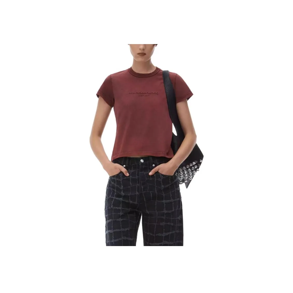 Alexander Wang T-Shirt Женская ACID Washed Ярко-красный