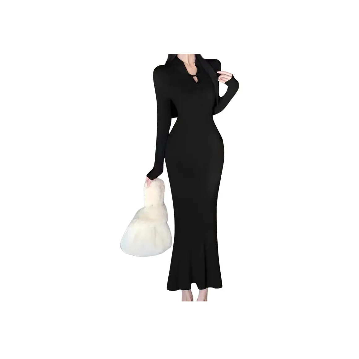 VINMUK Длинное платье с длинными рукавами для женщин