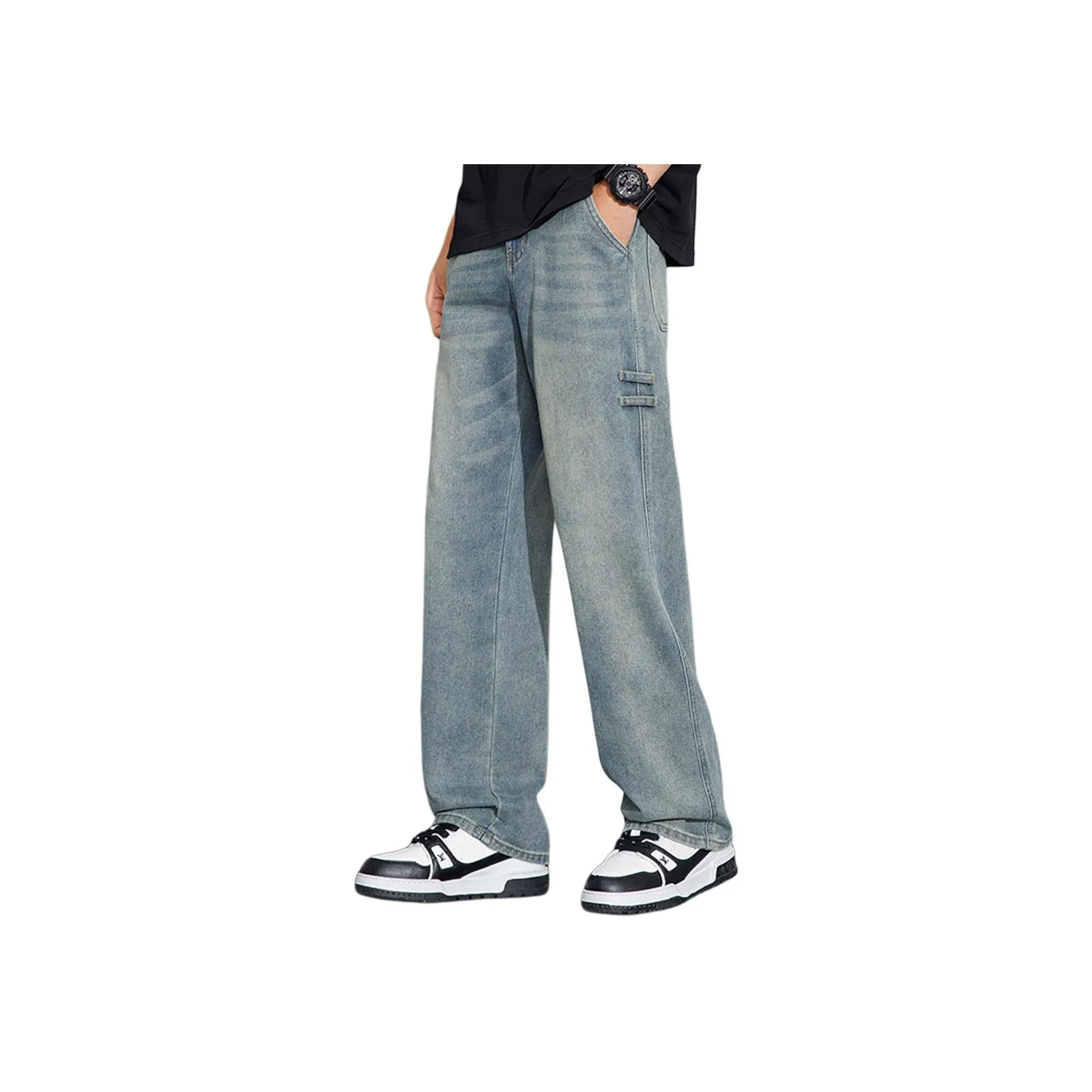 Tonlion Джинсы Унисекс Винтаж Синий