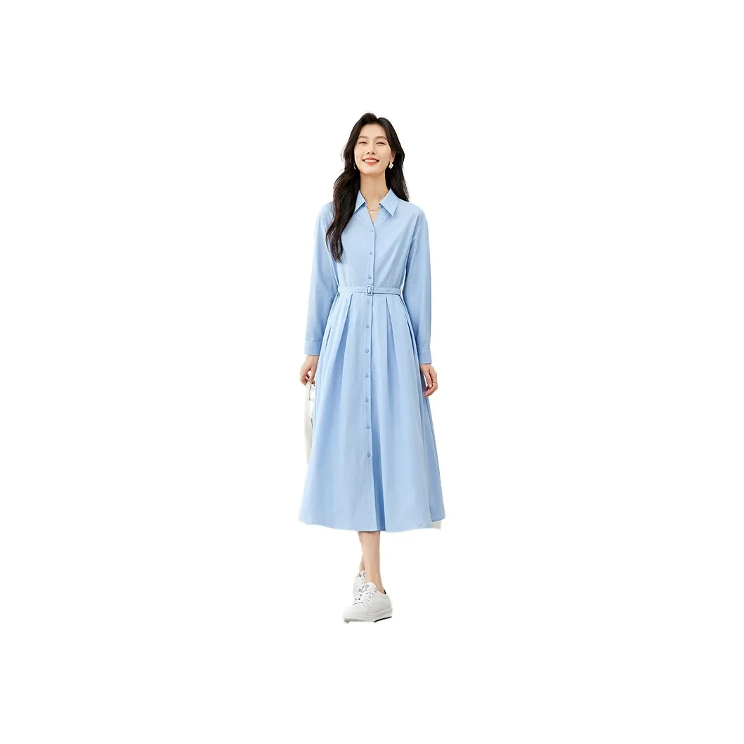 VIMLY Long Sleeved Dress Women's Blue