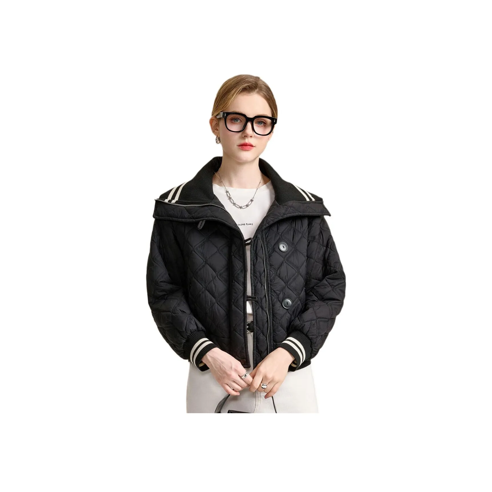 FENHONGMALI Puffer Jacket Women's Black