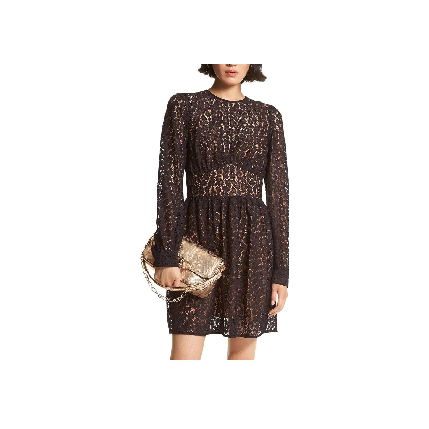 MICHAEL KORS SS23 Long Sleeved Dress Women's Black