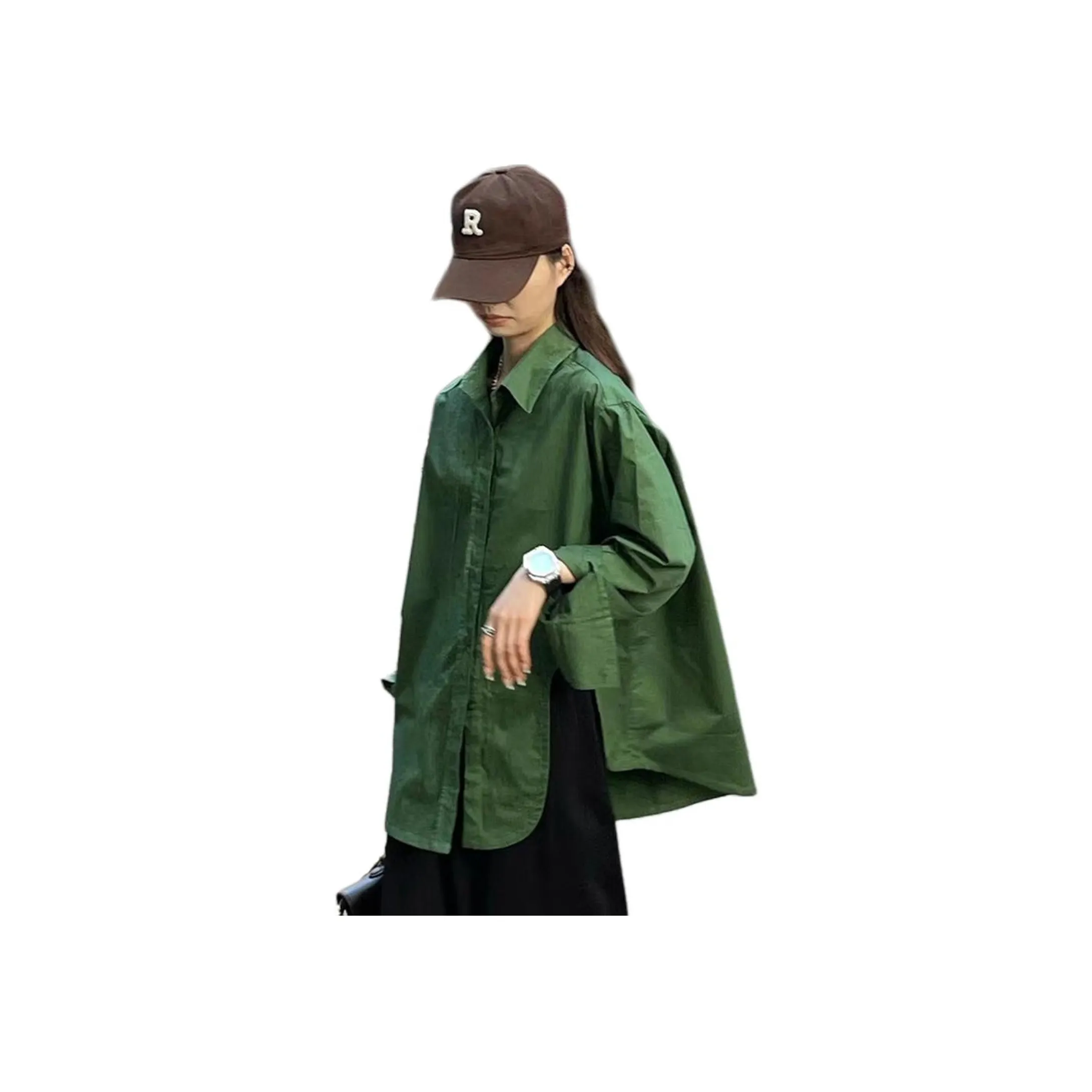 Wbwq Темно-зеленые Женские Рубашки