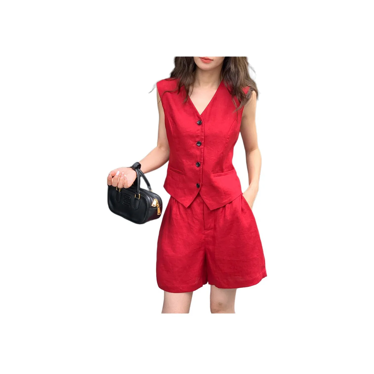 NANING9 Повседневный костюм женский красный