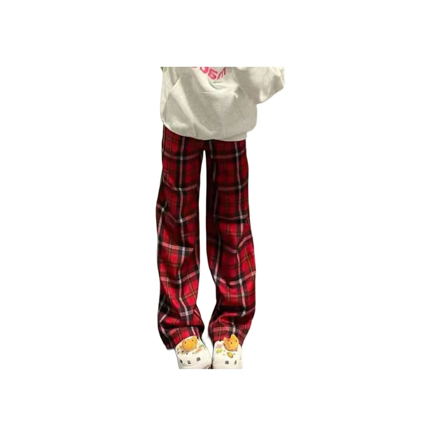 NHZN Красный $# Клетчатый $# Женские Повседневные Брюки