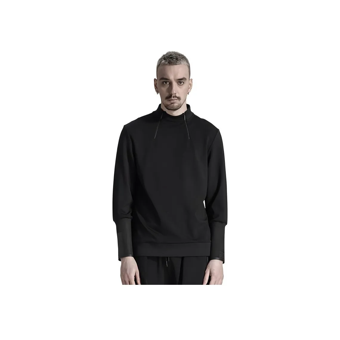 NORVINCY Double Zip Closure Semi Open Front Solid Color Sweatshirt Unisex