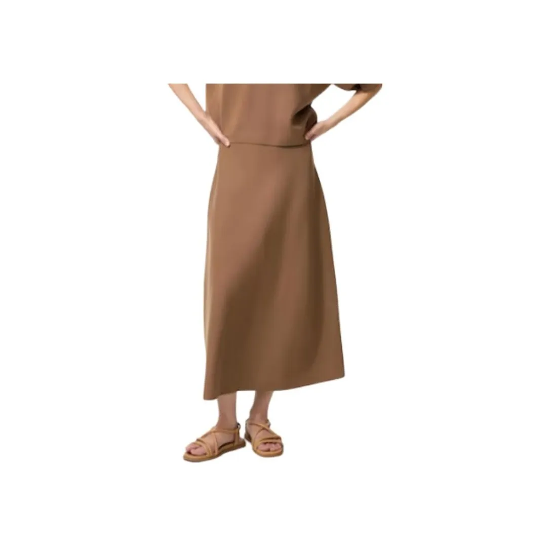 UNIQLO Повседневный Длинный Юбка Женские Коричневый