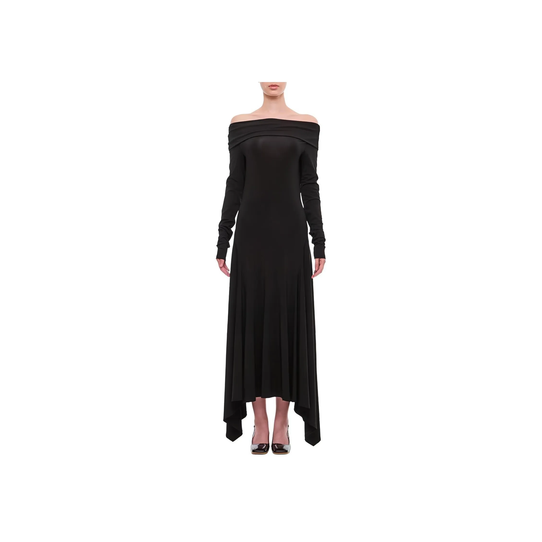 Max Mara Off Shoulder Long Sleeved Dress